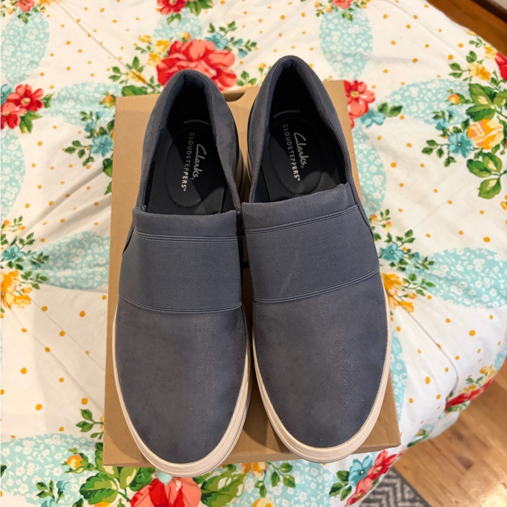 Clarks Women's Navy Slip-On Sneakers